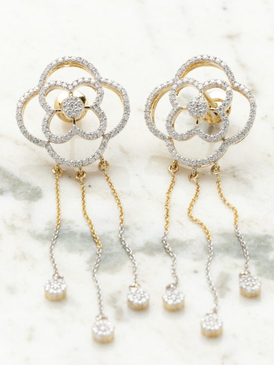 Long chain diamond earrings