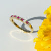 Ruby diamond infinity ring in yellow gold