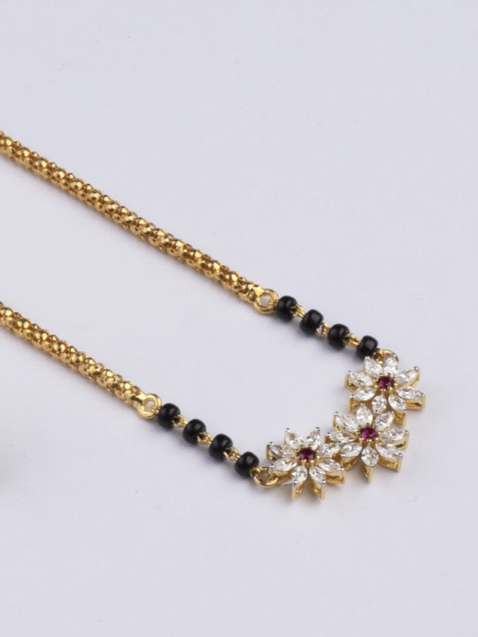 Marquise diamond mangalsutra pendant with ruby