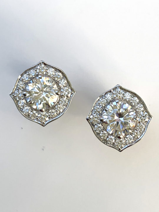 moissanite diamond earring studs with one-carat look